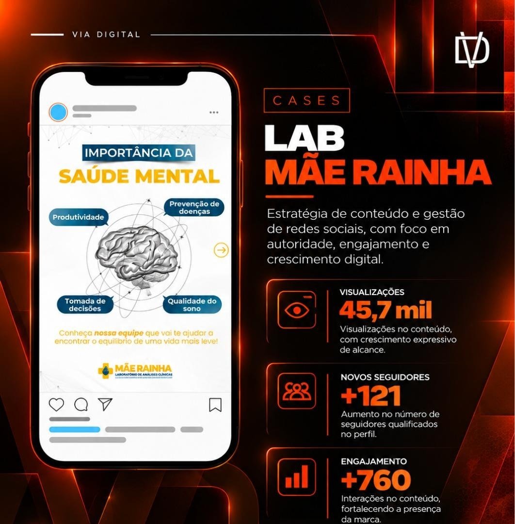 Arte oficial do case Laboratório Mãe Rainha